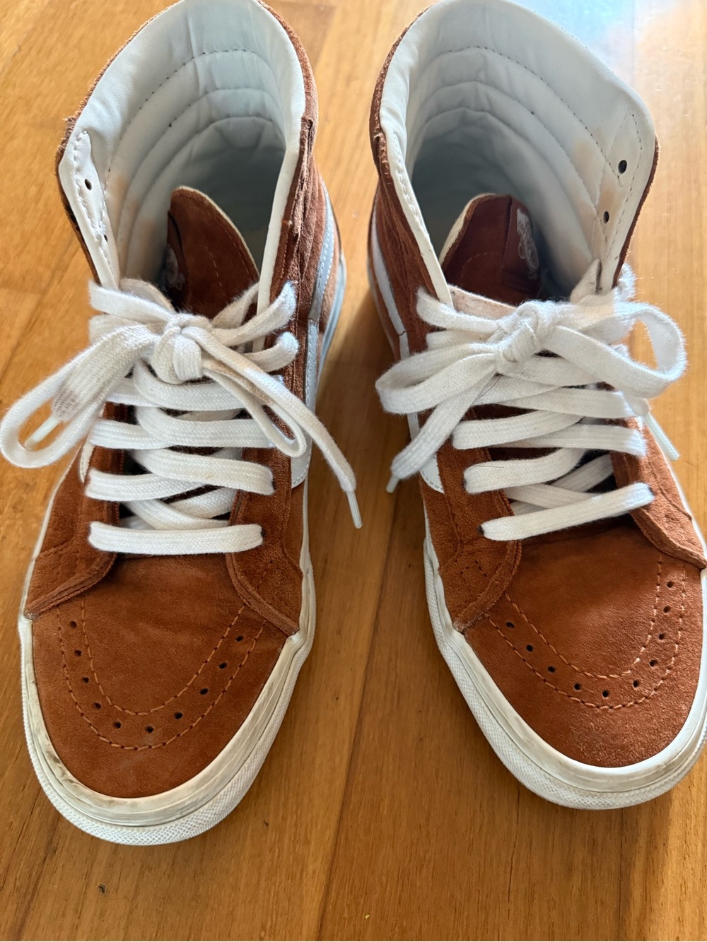 Vans Women's High-Top Suede Sneakers in Brown and White